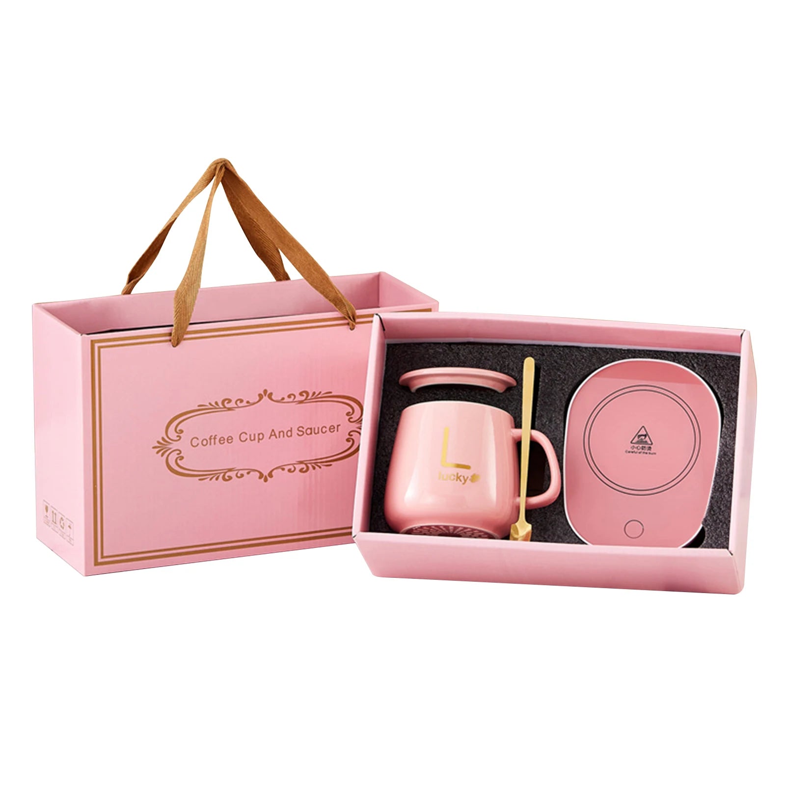 55℃ Temperature Cup Coffee Cup with Automatic Heating Pad USB Charging Ceramic Warmer Mug for Home Office Gift
