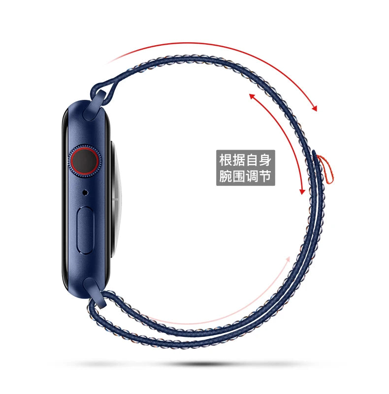 Nylon Loop Sport Strap For Apple Watch Band Ultra 49mm 45mm 40/44mm 41mm 38/42mm Bracelet For Nike iWatch 9 8 7 6 5 SE Watchband