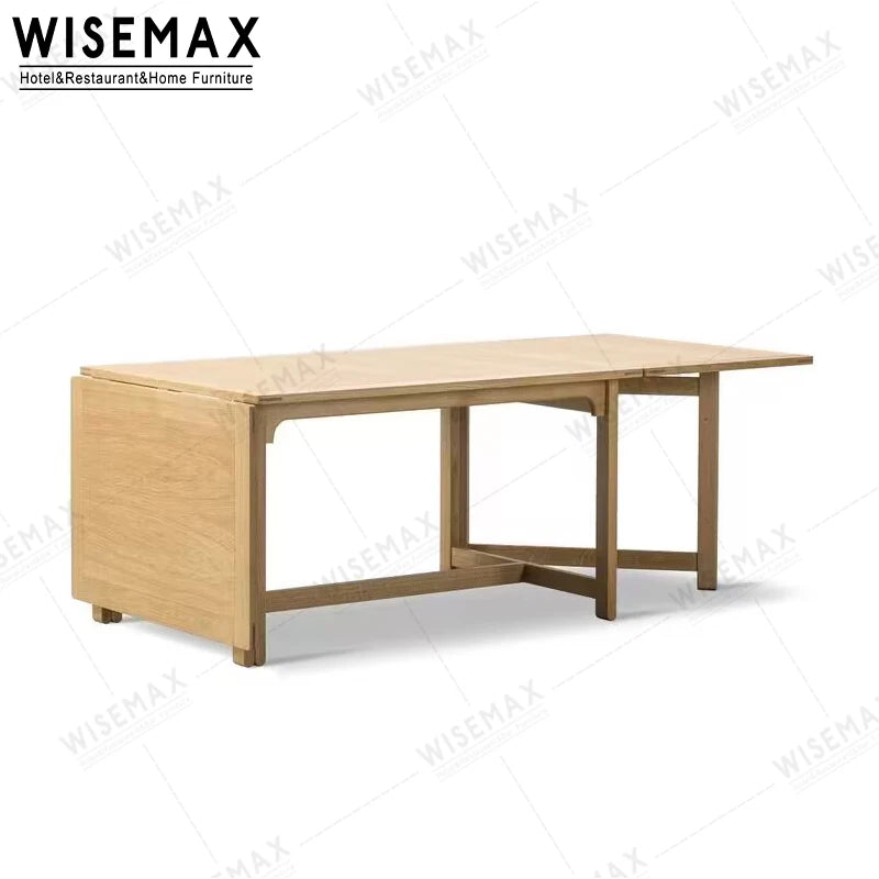 FURNITURE Modern Multi-functional Foldable Oak Wood Table Rectangle Wooden Folding Dining Table for Home Apartment