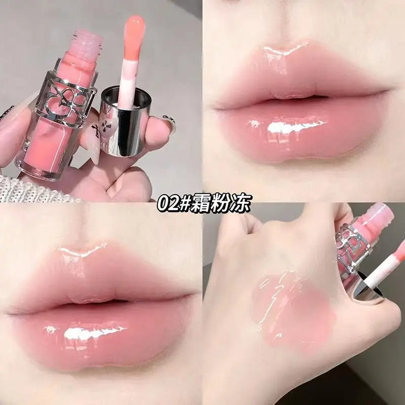 Clear Glass Gray Coffee Shine Lip Gloss Mirror Watery Moisturize Plumper Long Lasting Lip Tint Juicy Lip Oil Gloss Stain Makeup