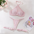 Sexy Bra And Panty Set Hanging Neck Lingerie Underwear Fairy Transparent Bra Erotic Sets Push Up Breves Kit Sexy Thongs