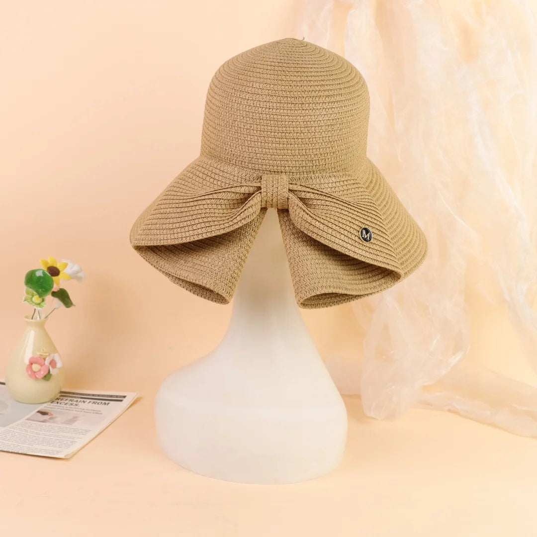 Summer Hats For Women Sun Hat Beach Cap Ladies Bowknot Panama Cap Lady Casual Bucket Hat For Women Straw Hat