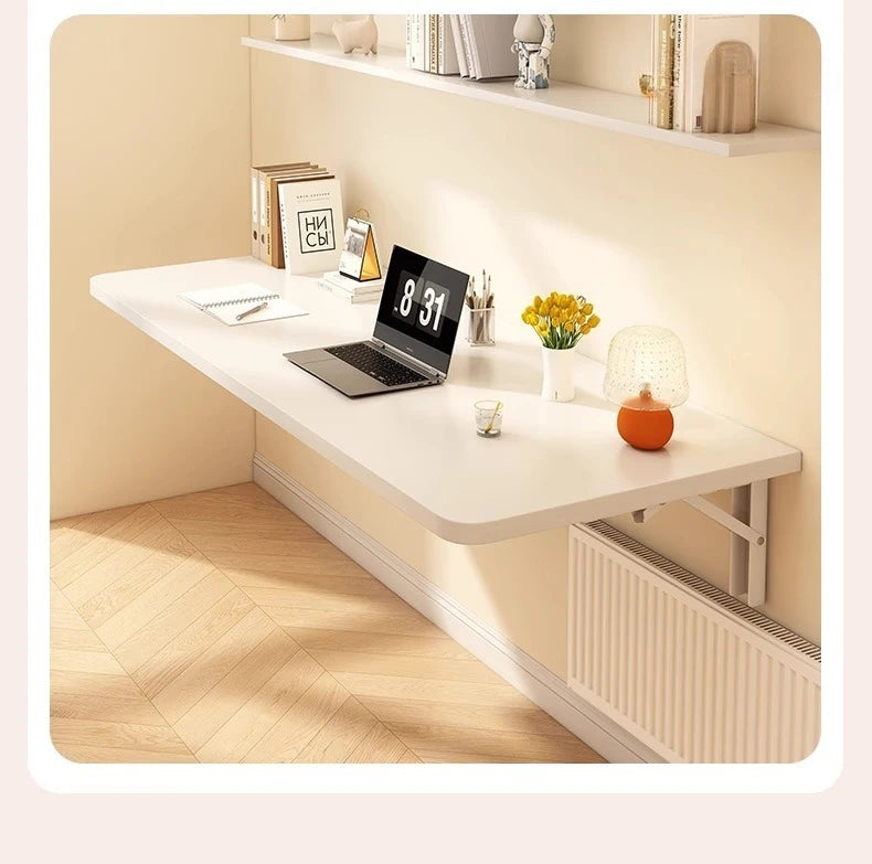 Wall Mounted Folding Table, Space Saving Fold Down Desk with Sturdy Metal Frame Home Office Study Writing Table Furniture