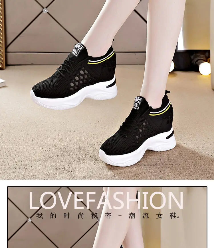 Shoes for Women The New Fashion White Sport  Summer 2022 Casual Breathable Hollow Out Platform Sneakers Comfortable High Heels