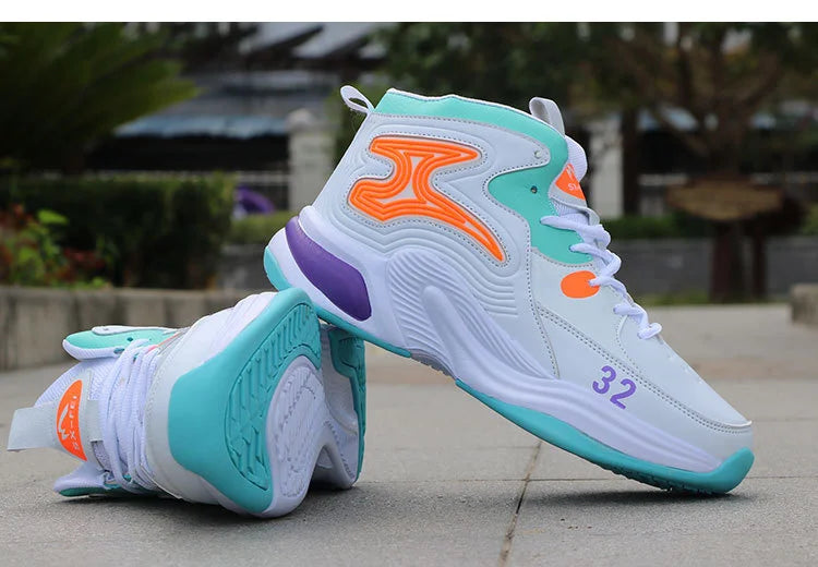 Men's High-Top Basketball Shoes New Wear-Resistant Sports Sneakers Athletic Outdoor Casual Training Boots