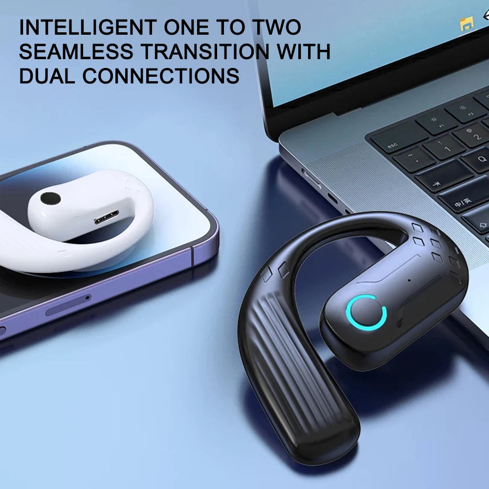 Bluetooth 5.4 Open 180° Rotation Wireless Business Headset With Mic Air Conduction Ear-hook Touch Control Sports Hifi Earphone