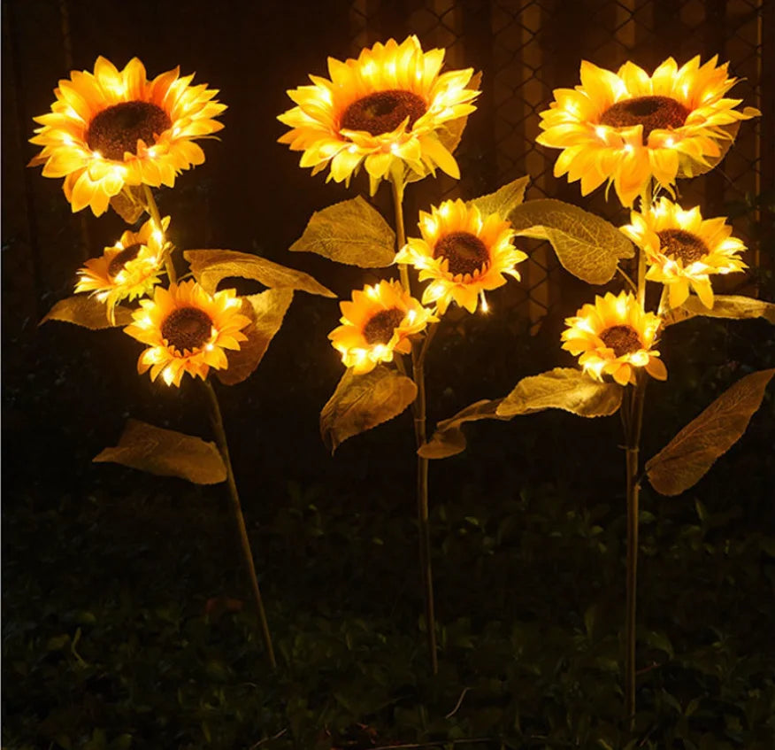 Simulated Outdoor Solar Sunflowers Smart Sense Garden Lights Yard Wedding Thanksgiving Decor Light Waterproof LED Lawn Light