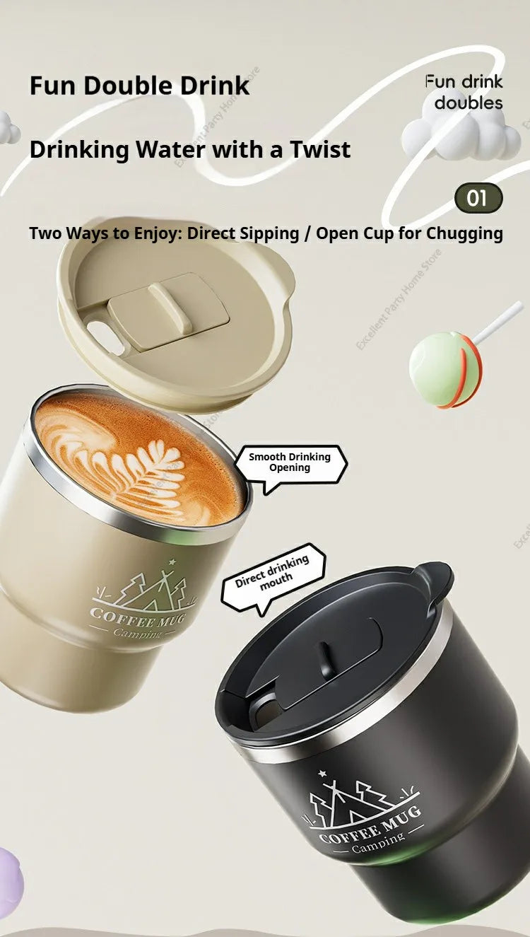 400ML Stainless Steel Thermal Cup Office Coffee Mug Double Layer Insulated Water Cup Portable Keeps Cold and Heat Thermal Mug