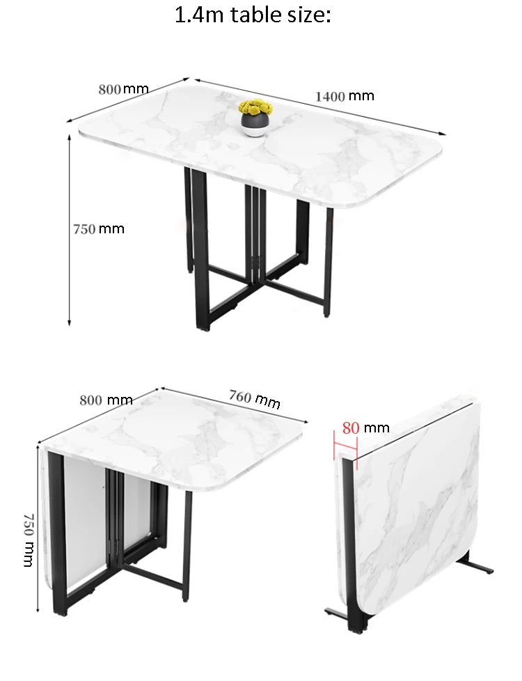 Foldable Rectangular Dining Table 100/120/140 Cm for Small Space Home And Restaurant Furniture Compact Meal Folding Table