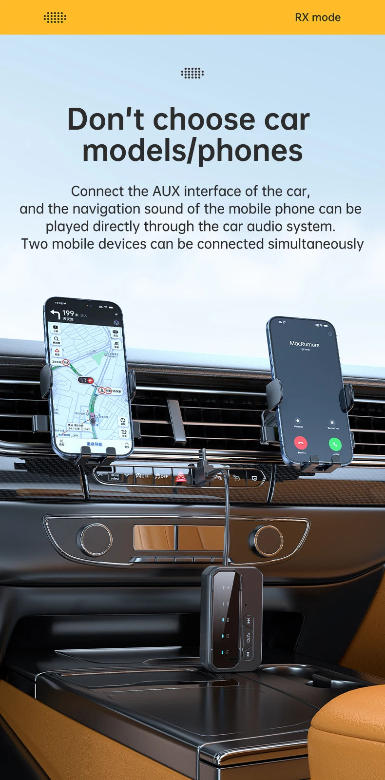Bluetooth 5.4 Transmitter Receiver Supports to 2 Headphones/iphone AUX Wireless Audio Adapter for Car,Airplane,PC,Gym,Switch