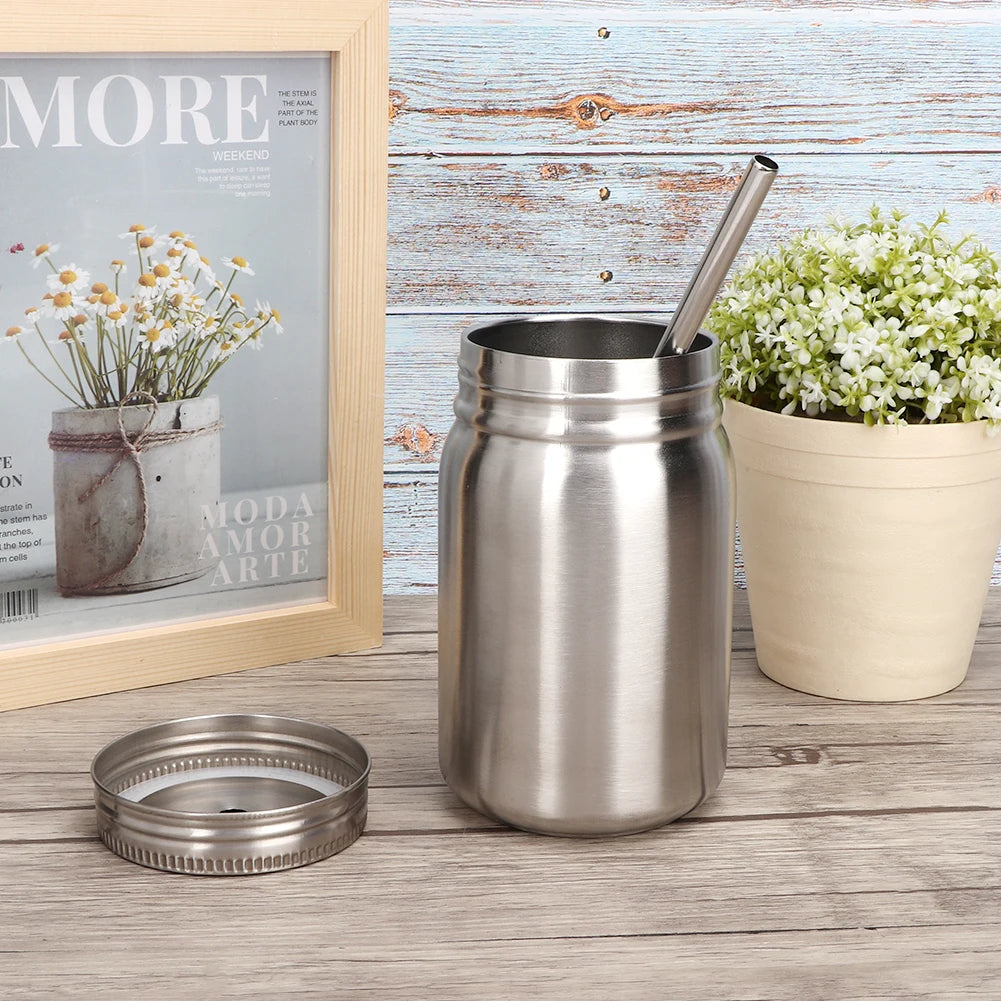 700ml Stainless Steel Cup Outdoor Water Bottle Thermal Mug with Lid Straw Stainless Steel Cup Household Thermal Mug Water Bottle