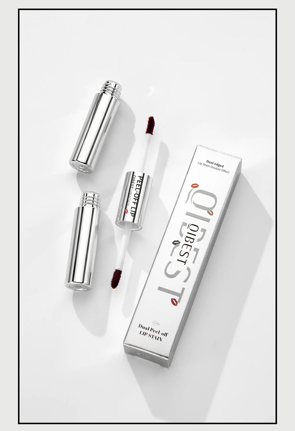 QIBEST Double Eneded Lip Stain Peel Off Long Lasting Waterproof Pink Lip Tint Transfer Proof Natural Lip Stain Tear Off Lipgloss