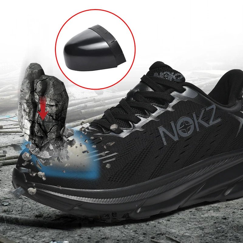 Men's Industrial Safety Shoes Anti-Slip Wear-Resistant Steel Toe Cap Protective Work Sneakers Breathable Comfortable for Constru