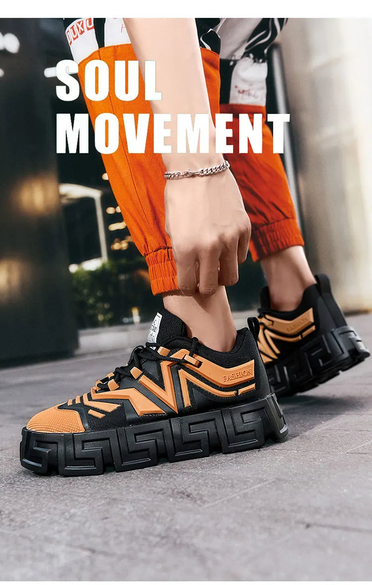 Men's Casual Sports Shoes, Fashionable Thick Soled Skateboarding Shoes, Trendy and Comfortable Men's Shoes Suitable for Outdoor