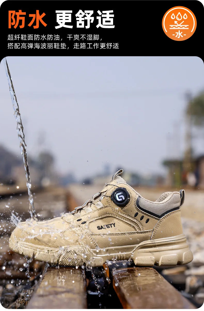 Men Shoes Safety Work Shoes Anti-smash Anti-puncture Safety Steel Toe Shoes High-cut Waterproof Anti-slip Light Soft Ankle Boots