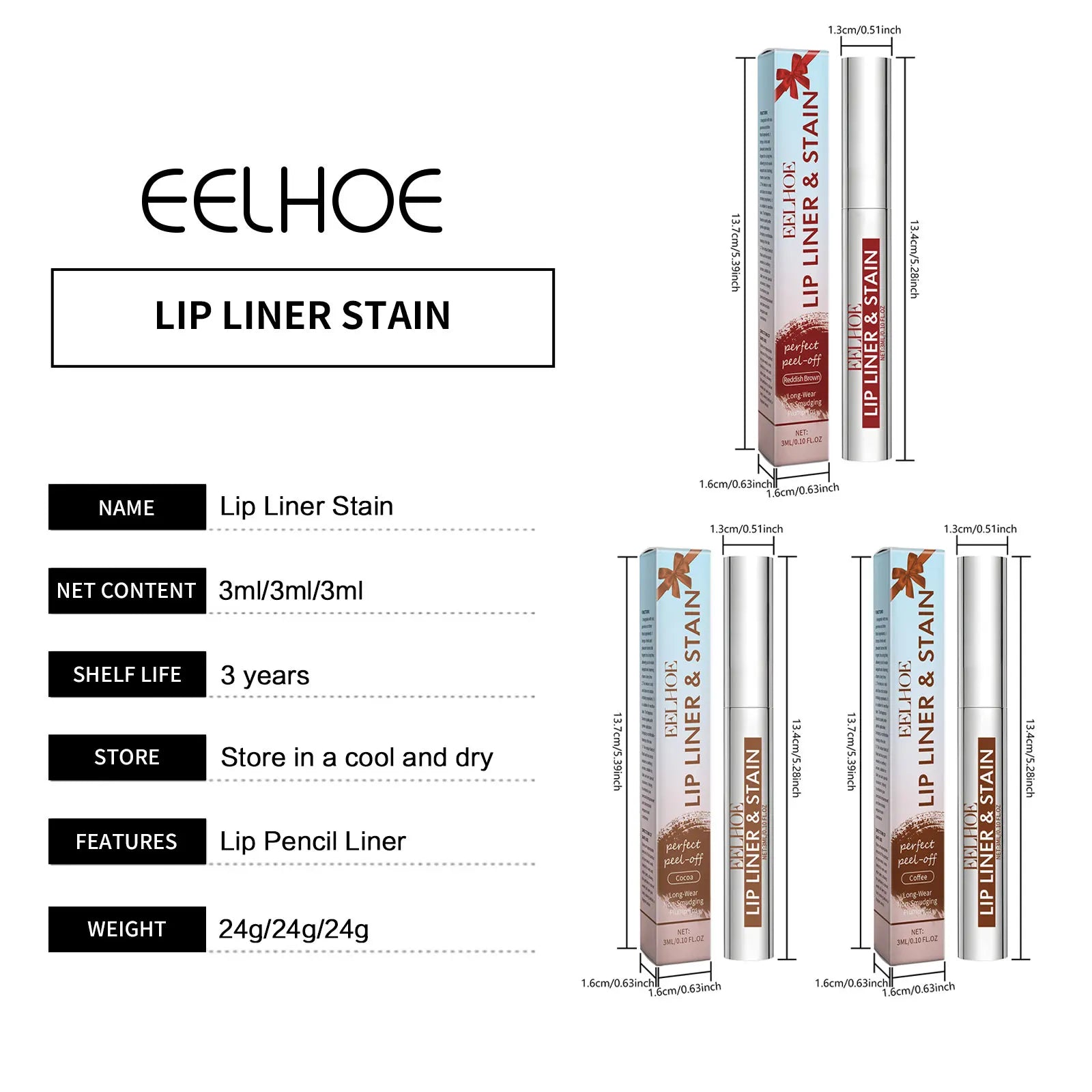 EELHOE Peel off Lip Liner Tattoo 3 Colors Matte Waterproof Non-stick Tear-Off Lip Stain Long Lasting Lip Liner Make up Cosmetics