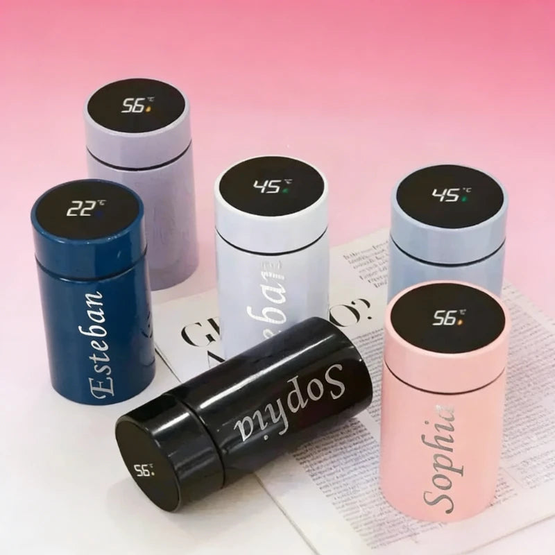 Custom Name 200ML Smart Display Thermos Cup 304 Stainless Steel Mini Pocket Size Portable Thermal Mug for Student School Outdoor