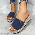 Summer - Ready Black Wedge Sandals | Raffia - Woven, Metal - Accented & Comfy Design