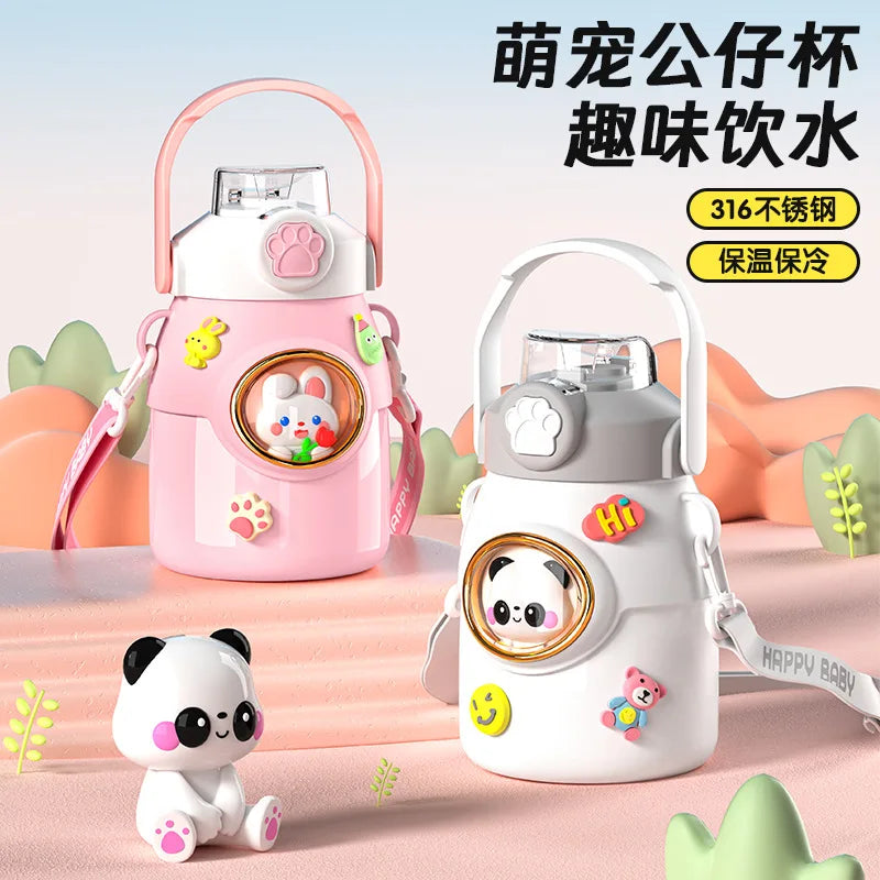 Cute Kawaii Thermal Mug 650ML 316 Stainless Steel Thermos for Tea Kid Children Drinks Stainless Steel Water Bottle