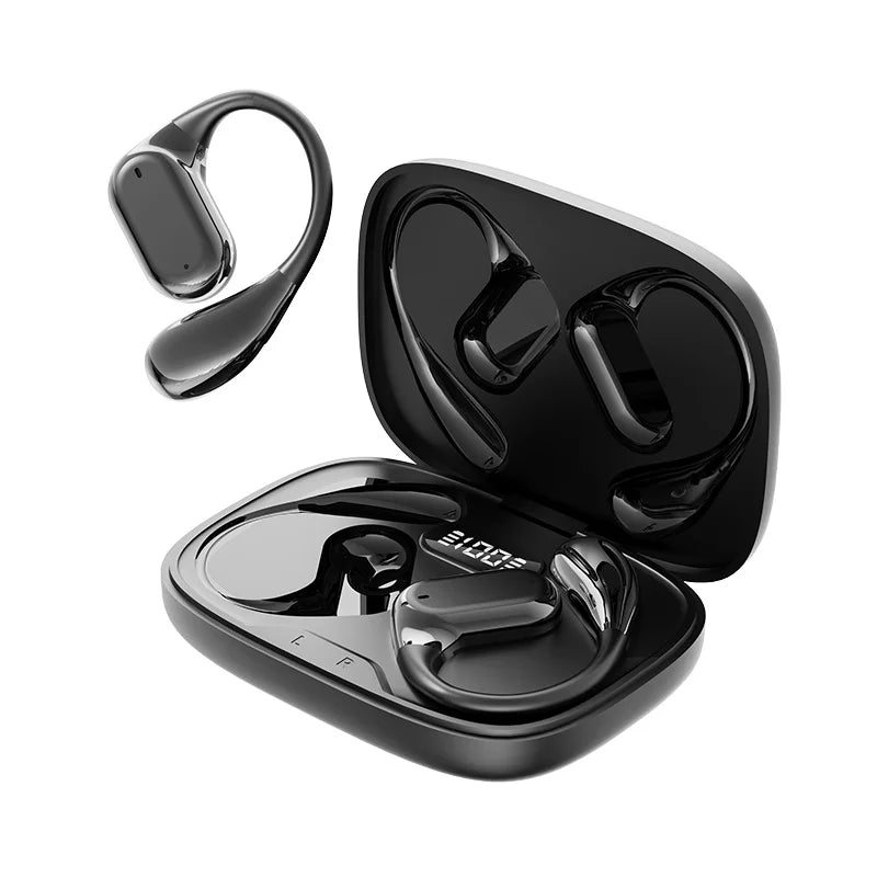 Bluetooth 5.4 headphones, over-ear ear hooks, noise-reducing sports headphones, 360° rotatable wireless headphones, with microph