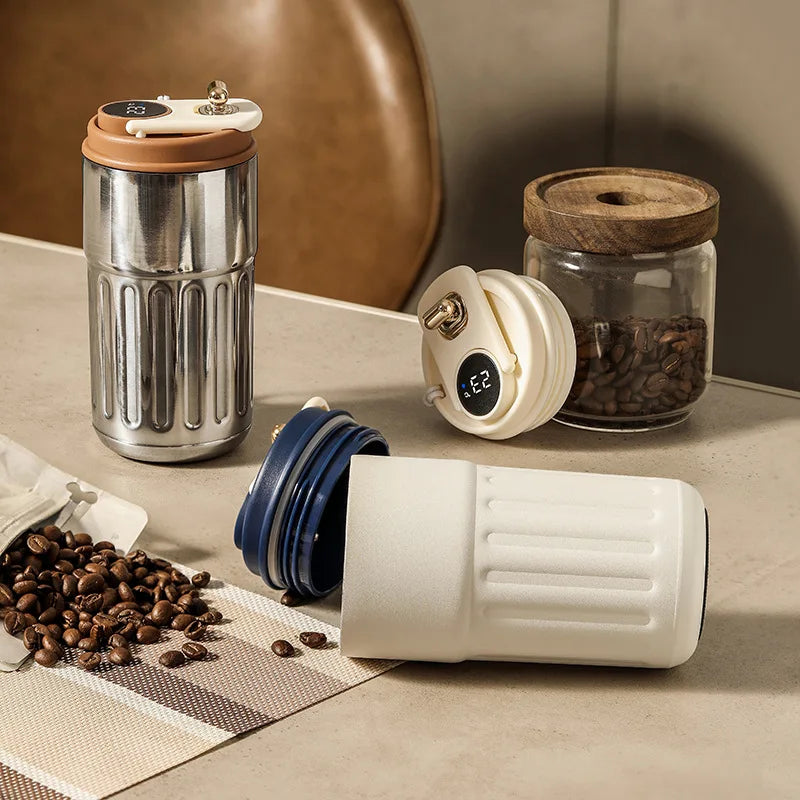450ml Smart Thermos Bottle  Digital LED Display Temperature Coffee Cup Stainless Steel Vacuum Cup Business Portable Thermal Mug