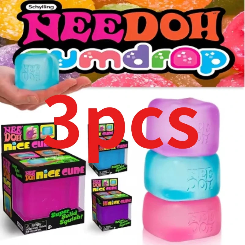 Needoh Nice Cube Sensory Stress Reliever Fidget Tool for Anxiety & Focus Desk Sensory Cube for Adults & Kids*-.