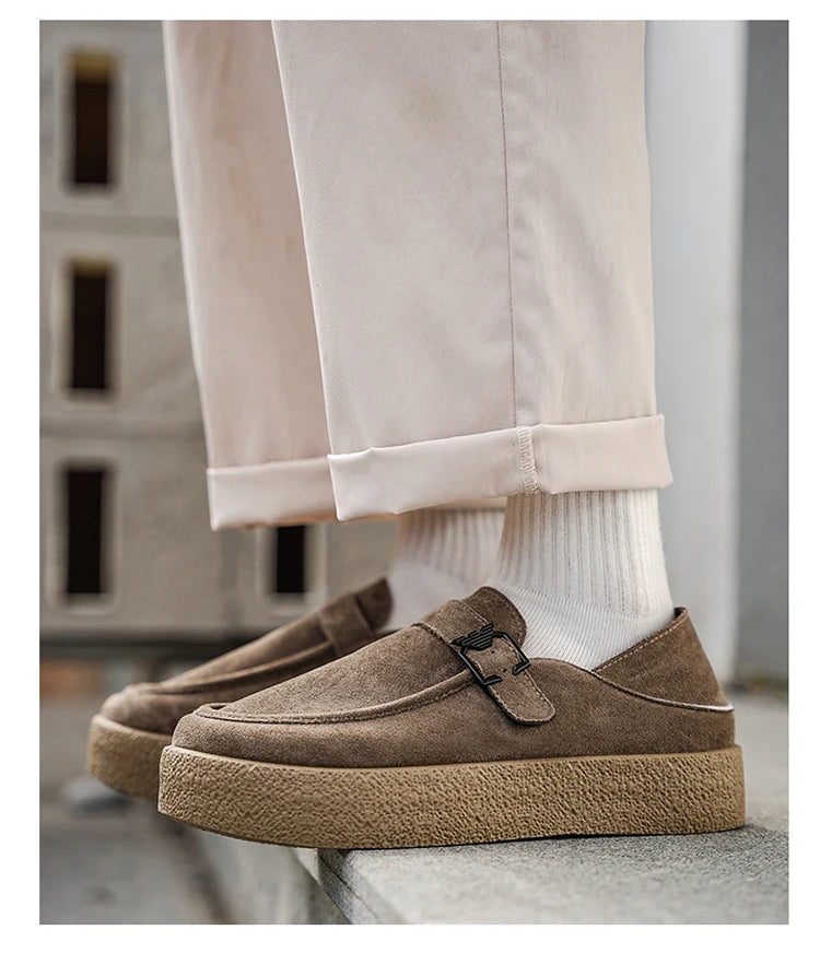 New autumn and winter men's shoes high-quality suede casual shoes British style thick soled board shoes fashionable slippers