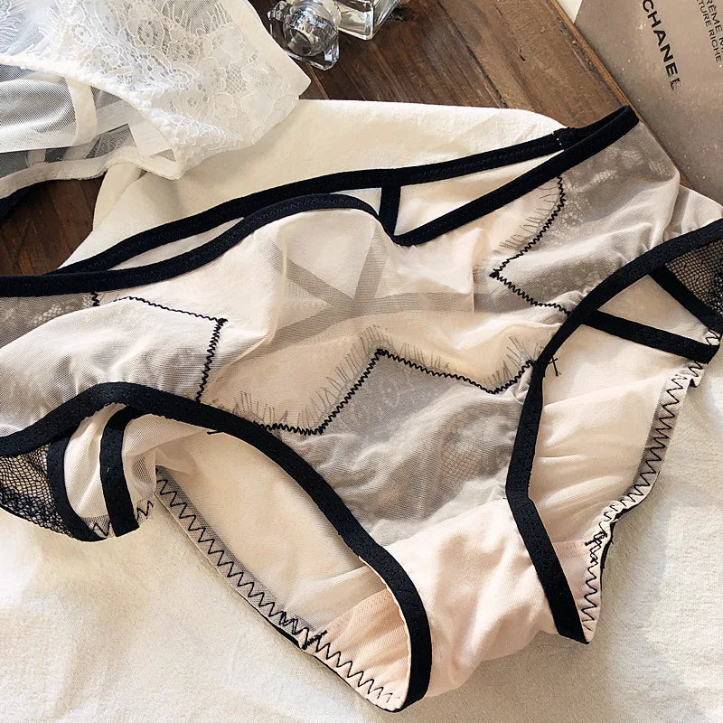 Sexy fishbone vest bra panty set eyelashes lace perspective soft steel ring anti-sagging underwear women bralette