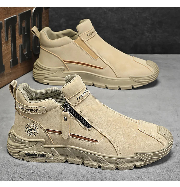 Men's High-Cut Casual Sports Shoes Anti-Slip Wear-Resistant Ankle Boots Outdoor Workwear Footwear for Comfortable Walking