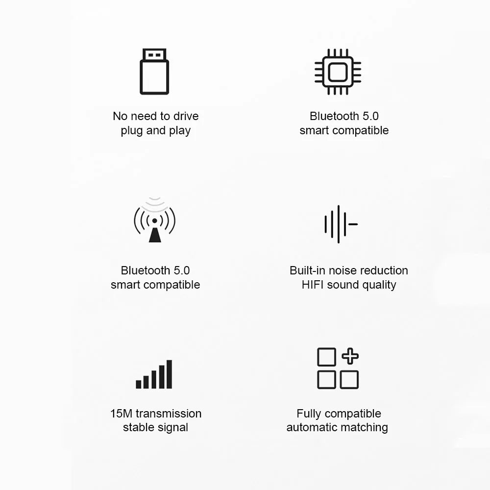 Wireless Bluetooth-Compatible 5.0 2-in-1 USB Audio Receiver Transmitter Double 3.5mm Jack Audio Dongle Adapter for Car Laptop TV
