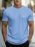 Fashionable casual men's solid color letter print pattern casual loose street fitness high quality versatile men's T-shirt