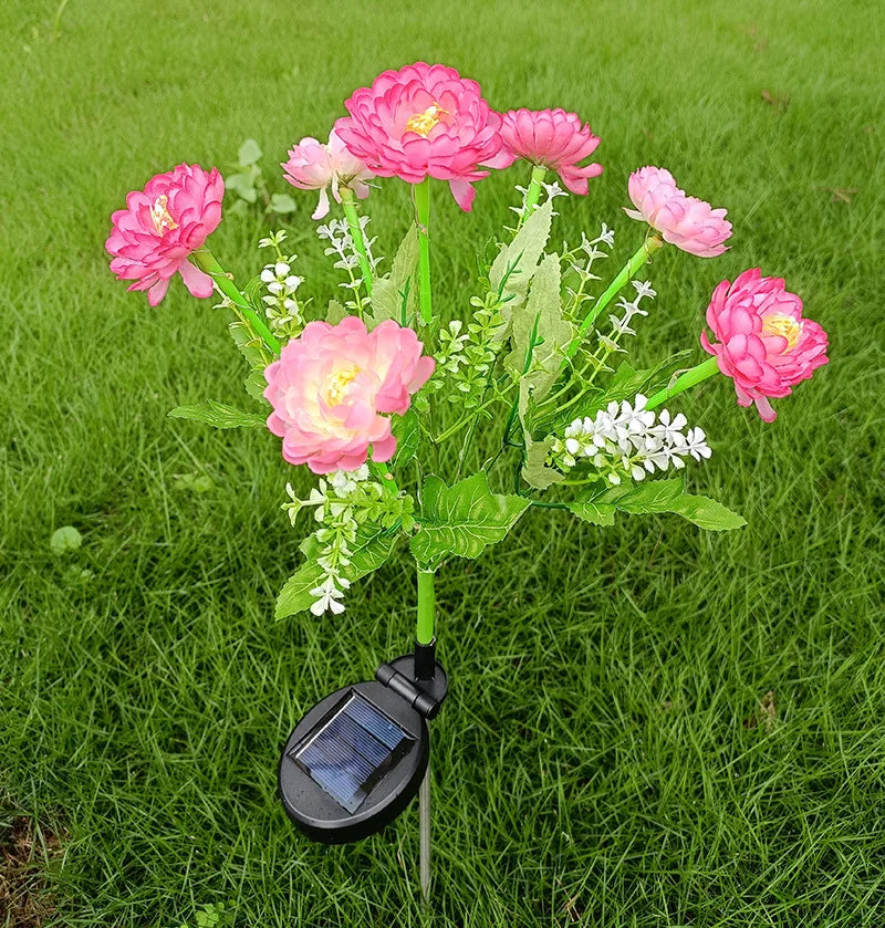 Solar LED lights, snow lotus flower lawn lamp, outdoor waterproof yard lights, garden courtyard,holiday party decoration