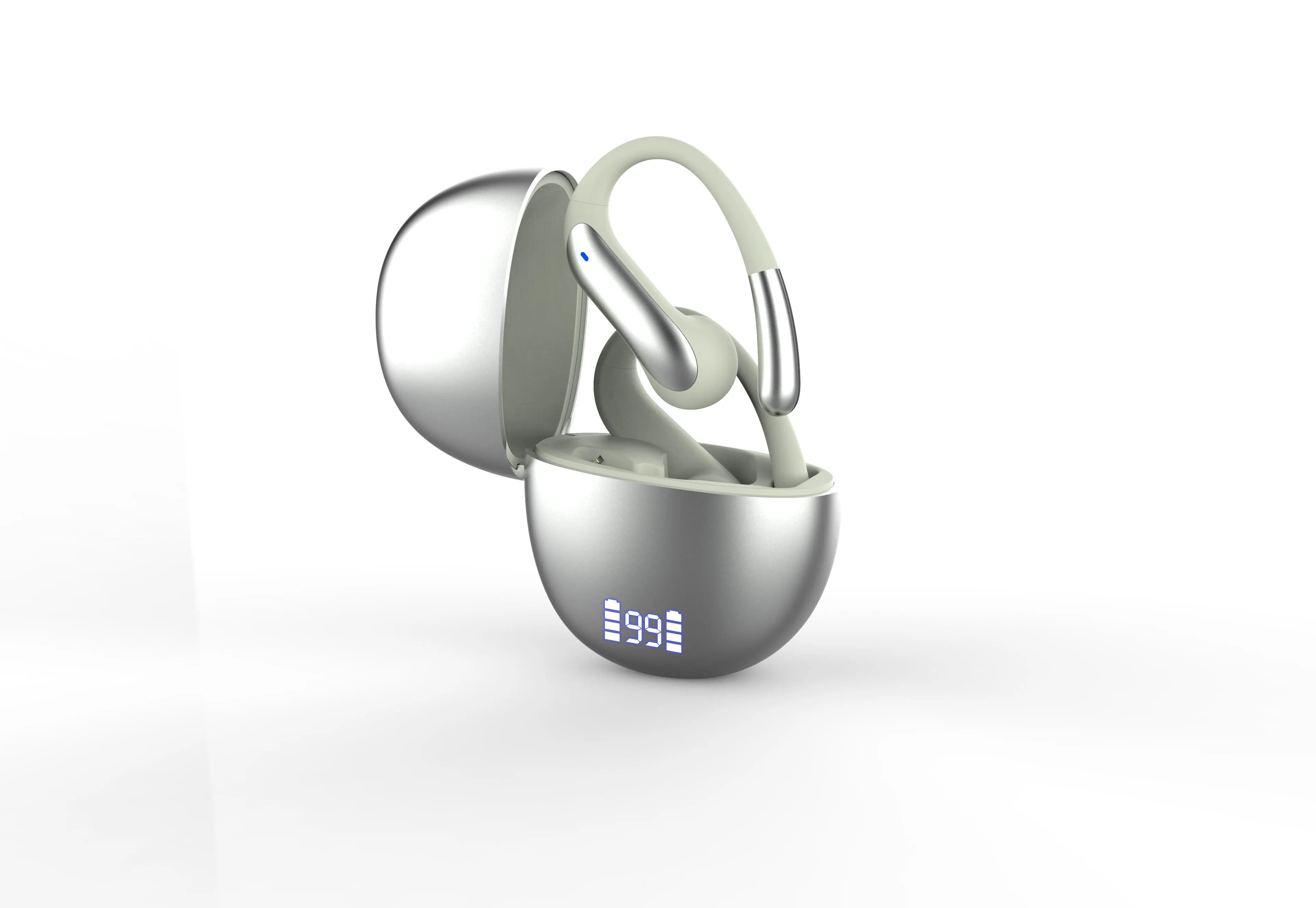Bluetooth 5.3 Headphones LED Digital Power Display Long Playtime Comfortable Ear Hook Wear Noise Canceling Mic Stable Connection