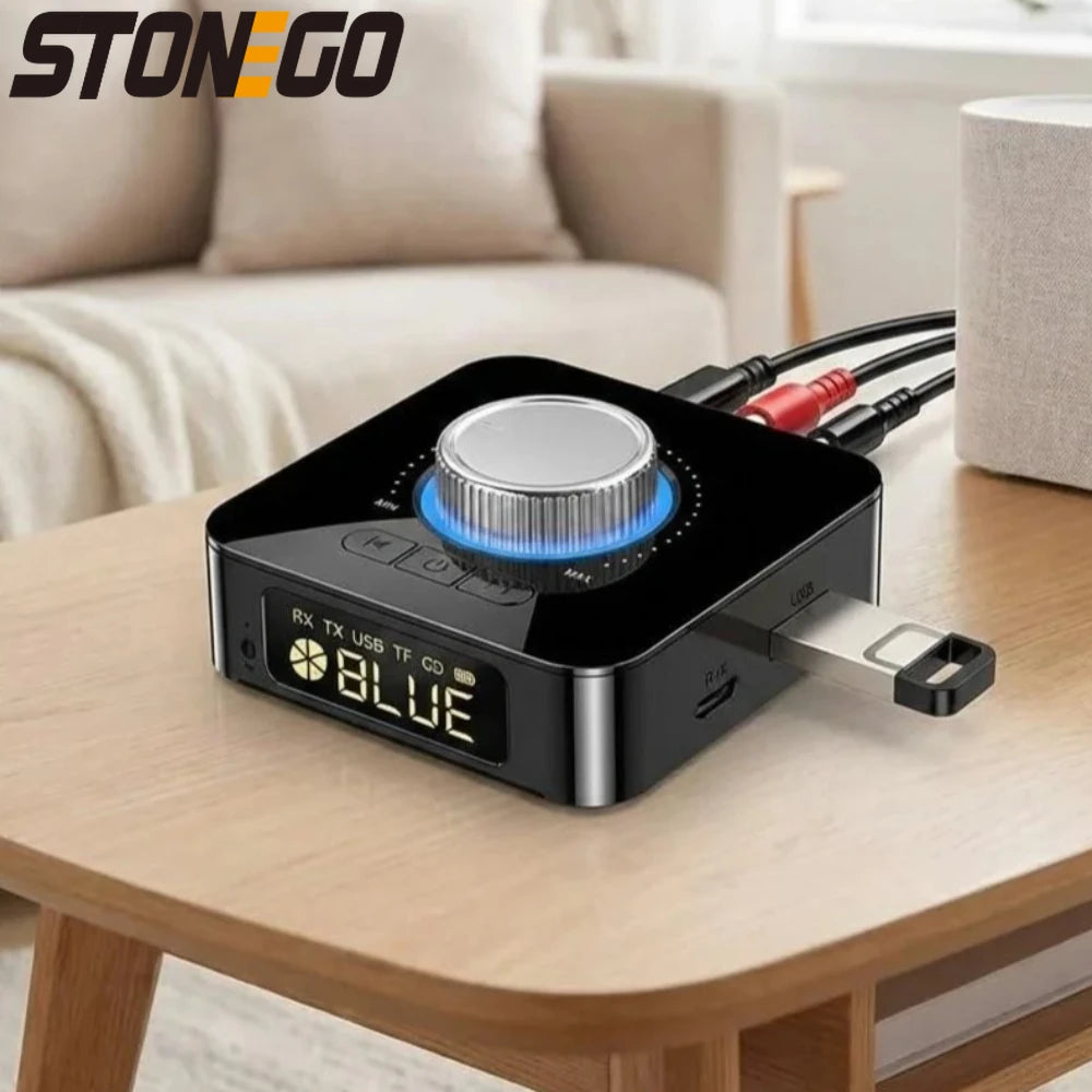 Bluetooth 5.0 Wireless Audio Adapter Digital Display 2in1 Receiver Transmitter AUX Converter Portable Audio Streaming Device