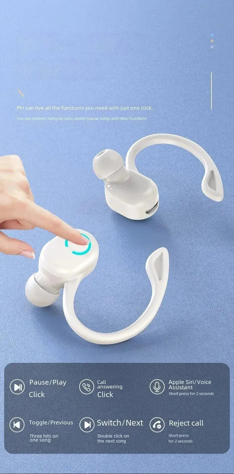 Wireless Bluetooth 5.0 Earphones HIFI Stereo With HD Mic Handsfree Headset Business Car Call Headphone For iPhone Xiaomi Huawei