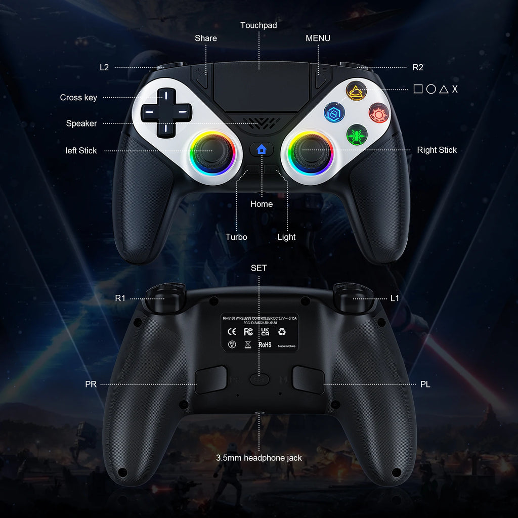 Bluetooth Gamepad For Playstation 5/Ps5 Wireless Controller Pc Console Controller With Turbo Dual Sense Vibrate Programming