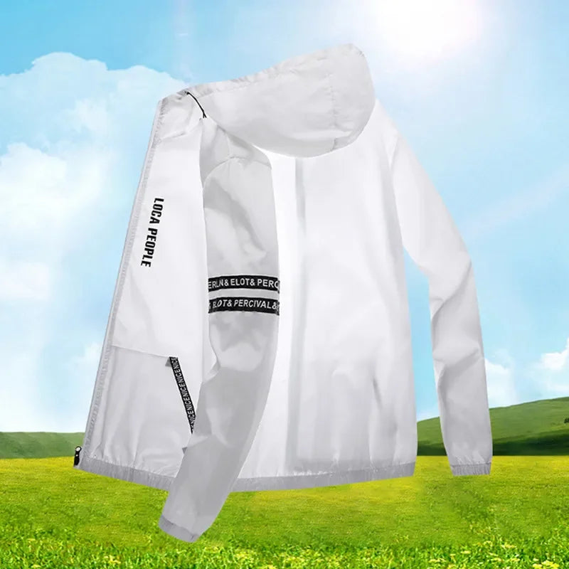Summer  Sun-Protective Thin Jacket Men tactic Hiking Fishing Cycling Hooded Gym Sport Windbreaker Ultra Light Coats jogging