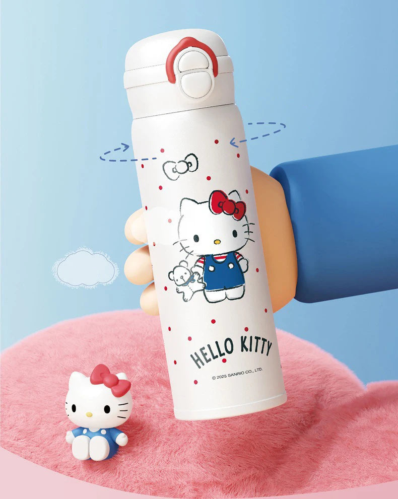 X&W Sanrio Thermal Cup Insulated Mug Kuromi Thermos Cups 316 Stainless Steel Double Drinking Straw Cup Portable Water Bottles