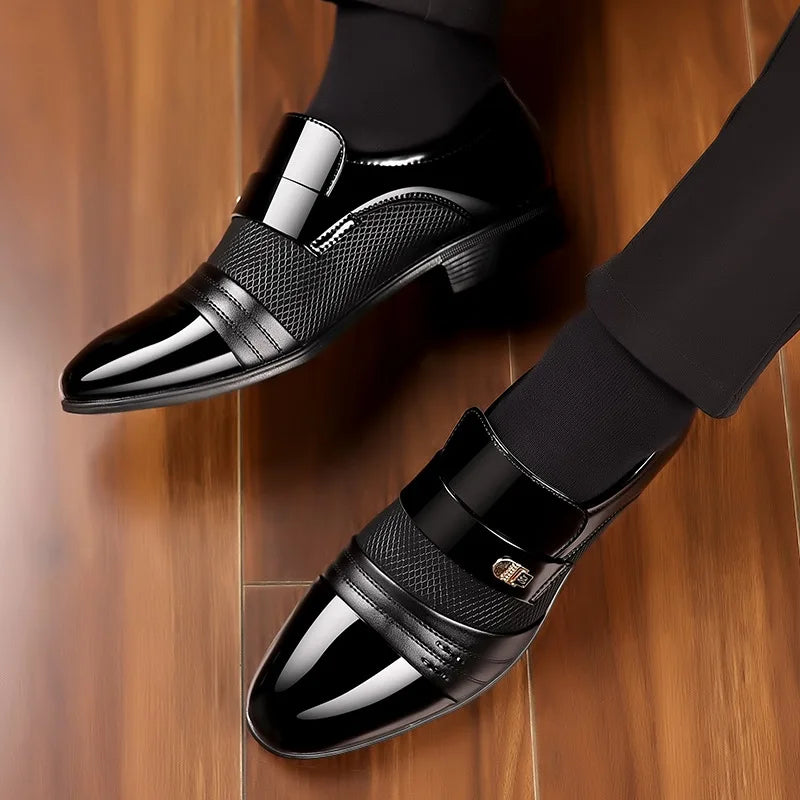 Men's Dress Shoes Pointed Toe Oxfords Classic Business Men Leather Shoes Slip on Wedding Casual Shoes Office Comfortable Loafers