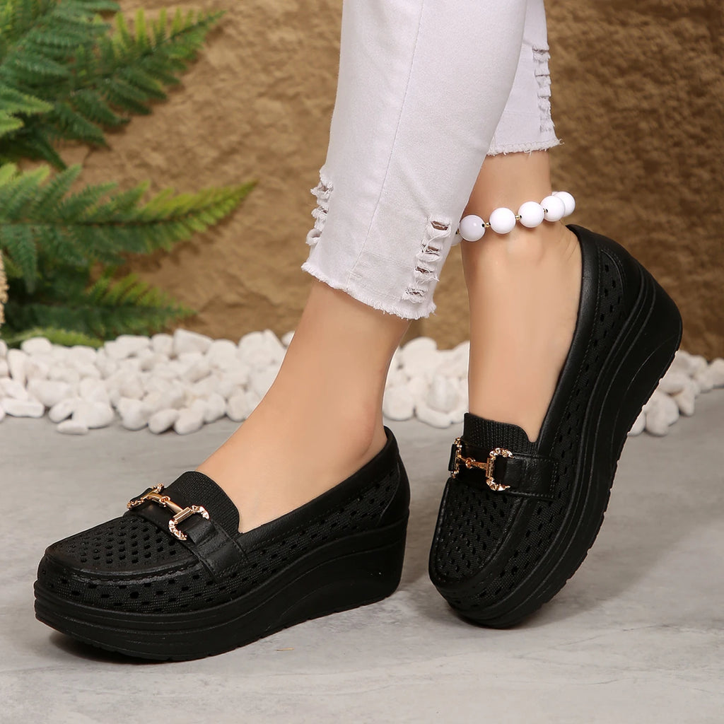 Spring Summer Hot-selling Comfortable Thick-soled Non-slip Sports Shoes for Women Fashion New Breathable Sexy Wedge Work Shoes