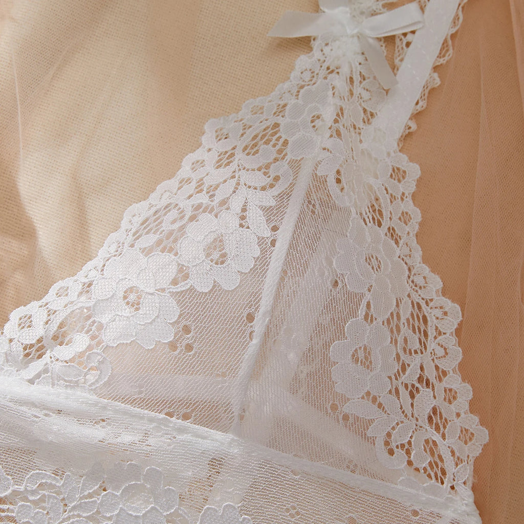 Plus Size Women's Exotic Lingerie Sets Lace Fluoroscopy Beauty Tulle Elegant Sexy Lingerie Female Underwear Lingerie For Ladies