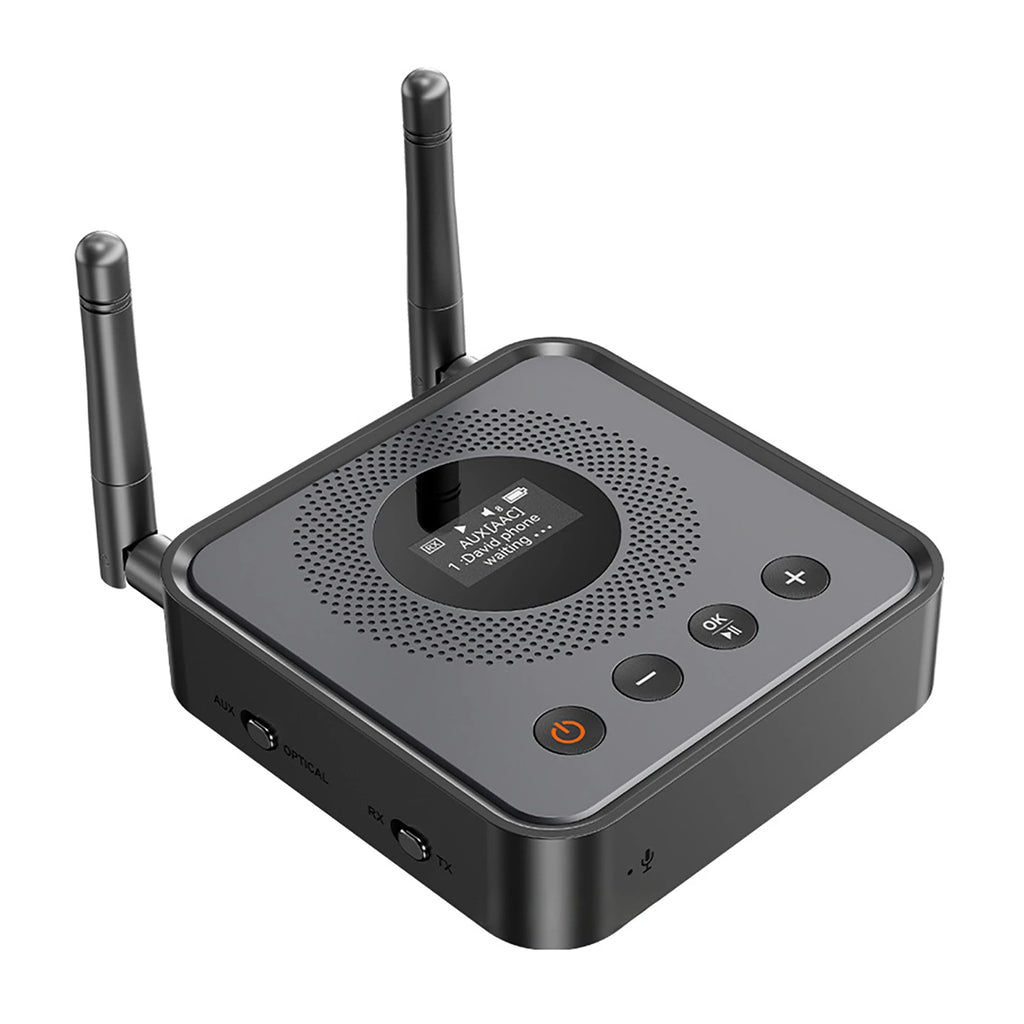 Bluetooth 6.0/5.2 Audio Receiver Transmitter with OLCD Digital Display USB Flash Drive & Wireless Music Playback Optical Output