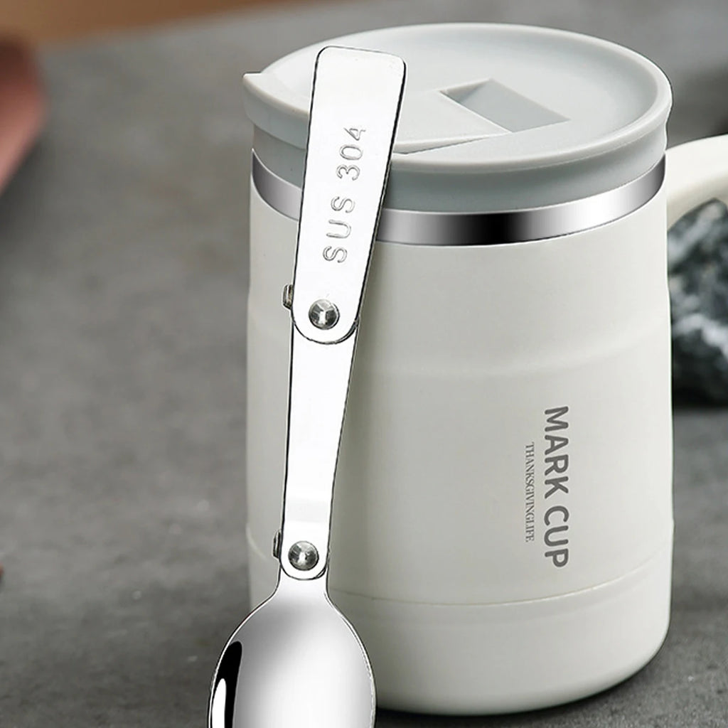 Thermal Cup 304 Stainless Steel Double-layer Insulated Coffee Mug With Spoon Portable Leak Proof Wter Cup For Student Adult