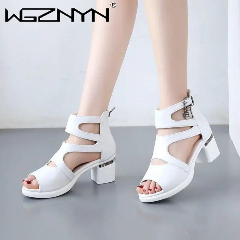 2025 NEW Comfortable Fashion Shoes Women Sandals High Heels Summer Sweet Fashion Wedding Shoes White and Black Handmade Sandals