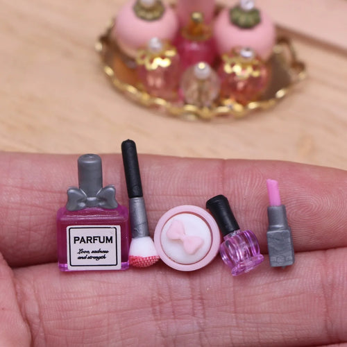 1Set Dollhouse Mini Cosmetics Lipstick Perfume  Miniature Fashion Scene Doll Toiletry Model Accessories Mini Beauty Props