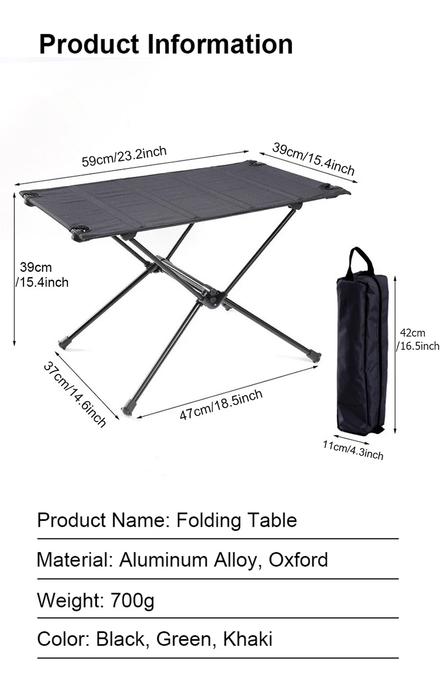 Folding Camping Table, Lightweight Oxford Desktop Collapsible Backpacking Tables for Camping, Hiking, Picnic