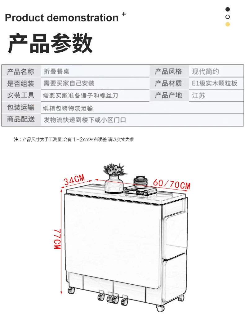 Folding White Dining Table Multifunction Family Waterproof Space Saving Dining Table Design Simple Mesas De Jantar Furnitures