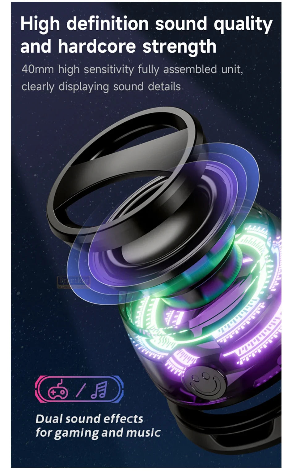 Wireless Bluetooth Speaker Gift Magnetic Bracket Portable High-sound Quality TWS interconnected LED Color Light Mini Speaker