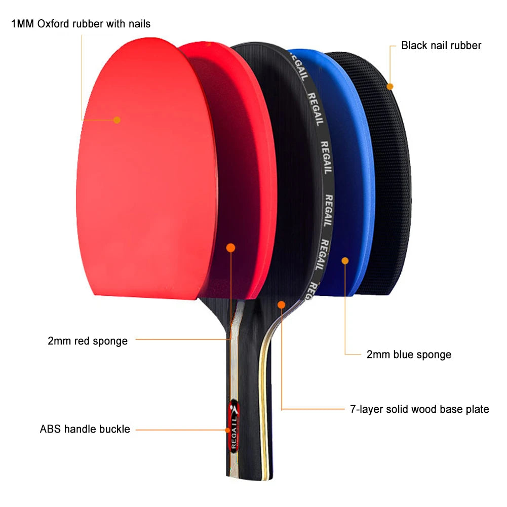 Table Tennis Racket 2 Rackets & 3 Balls Ping Pong Paddles Set Professional 2 Player Ping Pong Set with Bag for Tournament Play