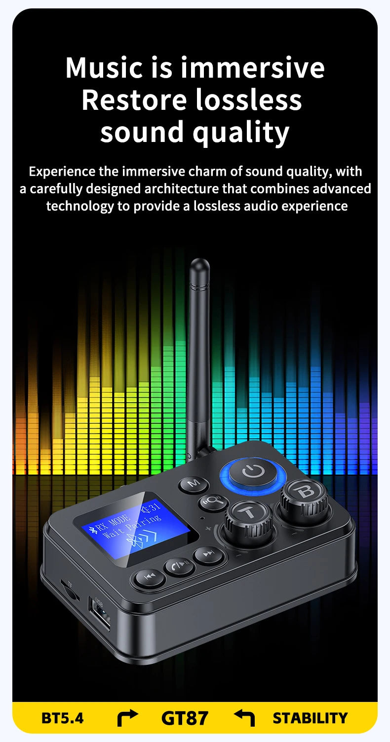 Bluetooth 5.4 Audio Transmitter Receiver 3.5mm AUX RCA Optical Coaxial Stereo Wireless Adapter Converter For Speaker TV PC Car